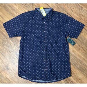 NWT Burnside Boy's Stretch Button Down Woven Shirt Navy  Large (US: 14-16)